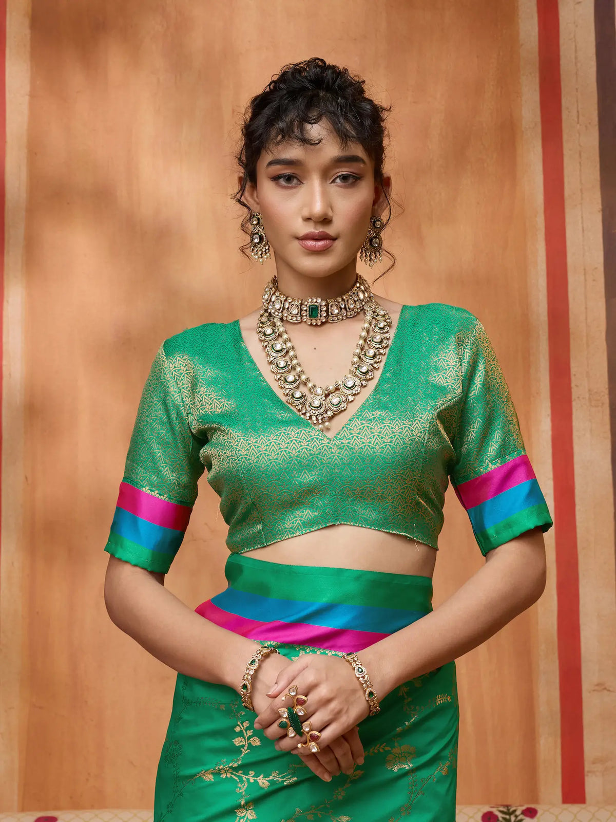 Pine Green Soft Silk Zari Weaving Saree