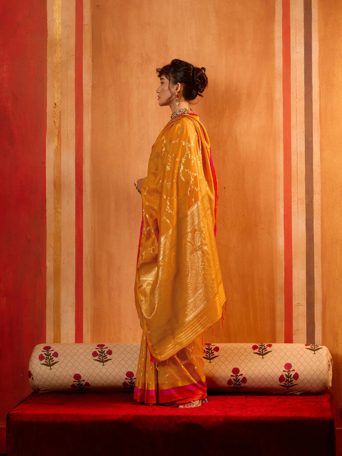 Sunrise Orange Soft Silk Zari Weaving Saree