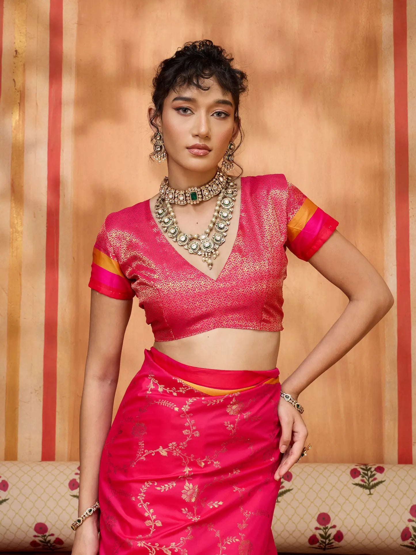 Hot Pink Soft Silk Zari Weaving Saree