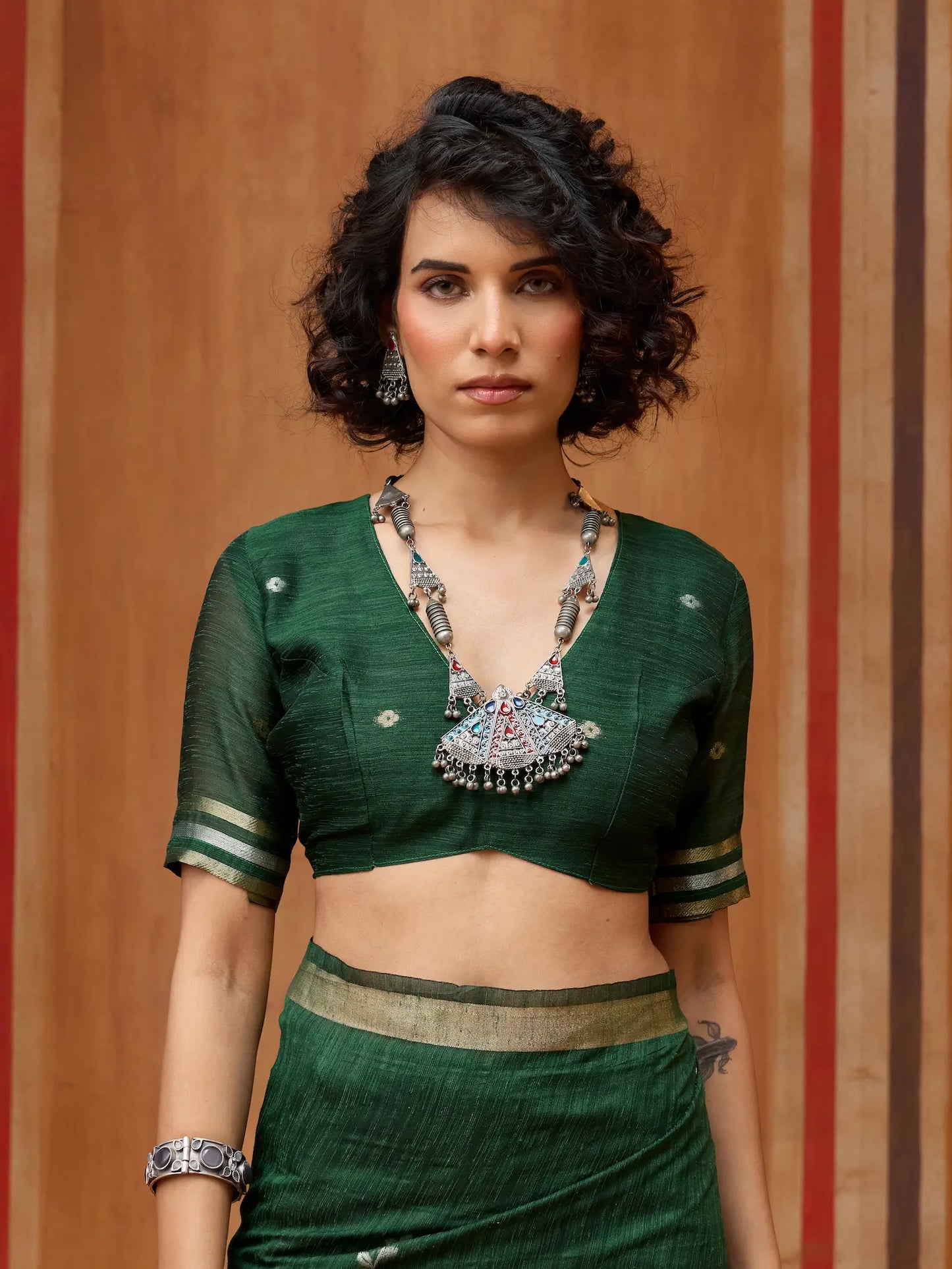 Zucchini Green Silk Zari Weaving Saree