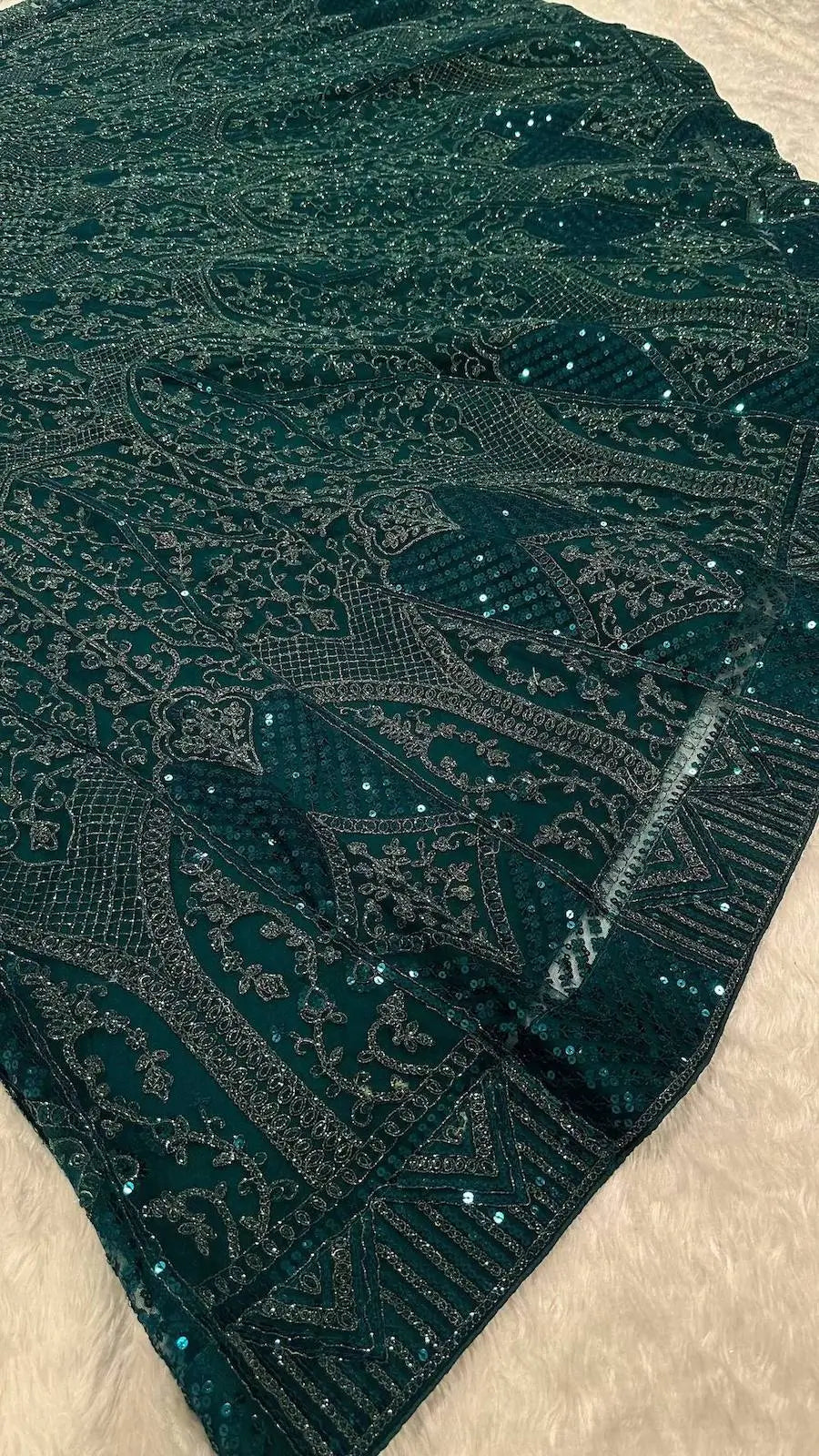 Bottle Green Net Embroidery Lehenga Choli