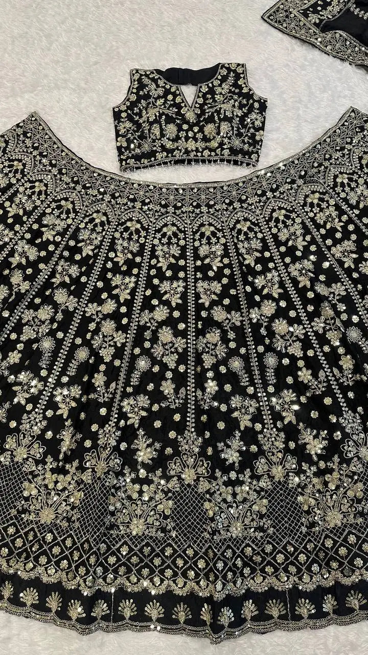 Black Sequins Embroidered Lehenga Choli