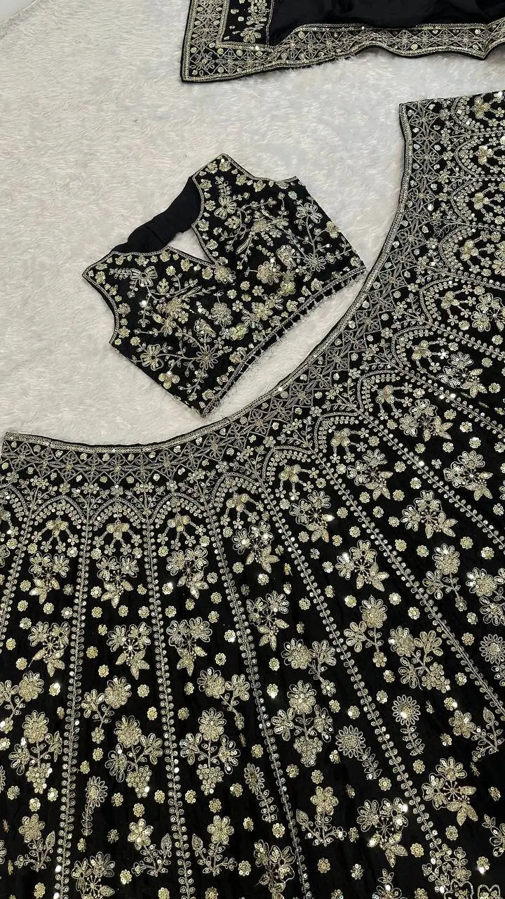 Black Sequins Embroidered Lehenga Choli