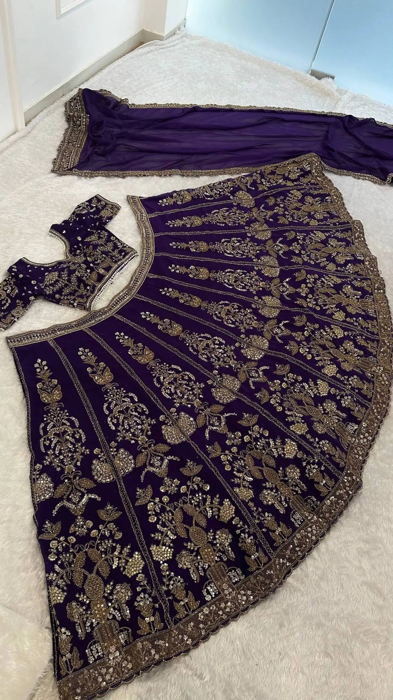 Dark Purple Embroidered Lehenga Choli