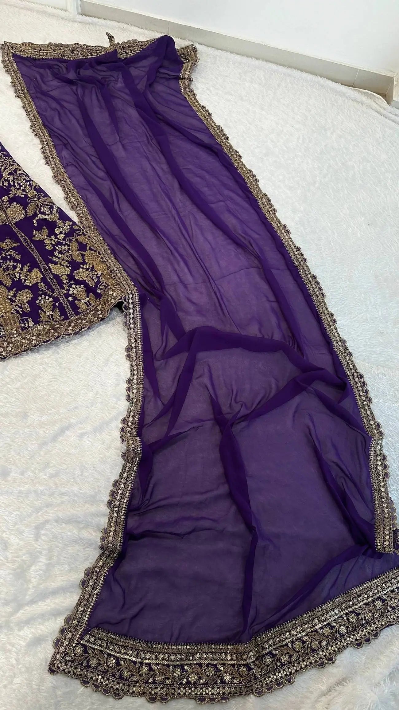 Dark Purple Embroidered Lehenga Choli