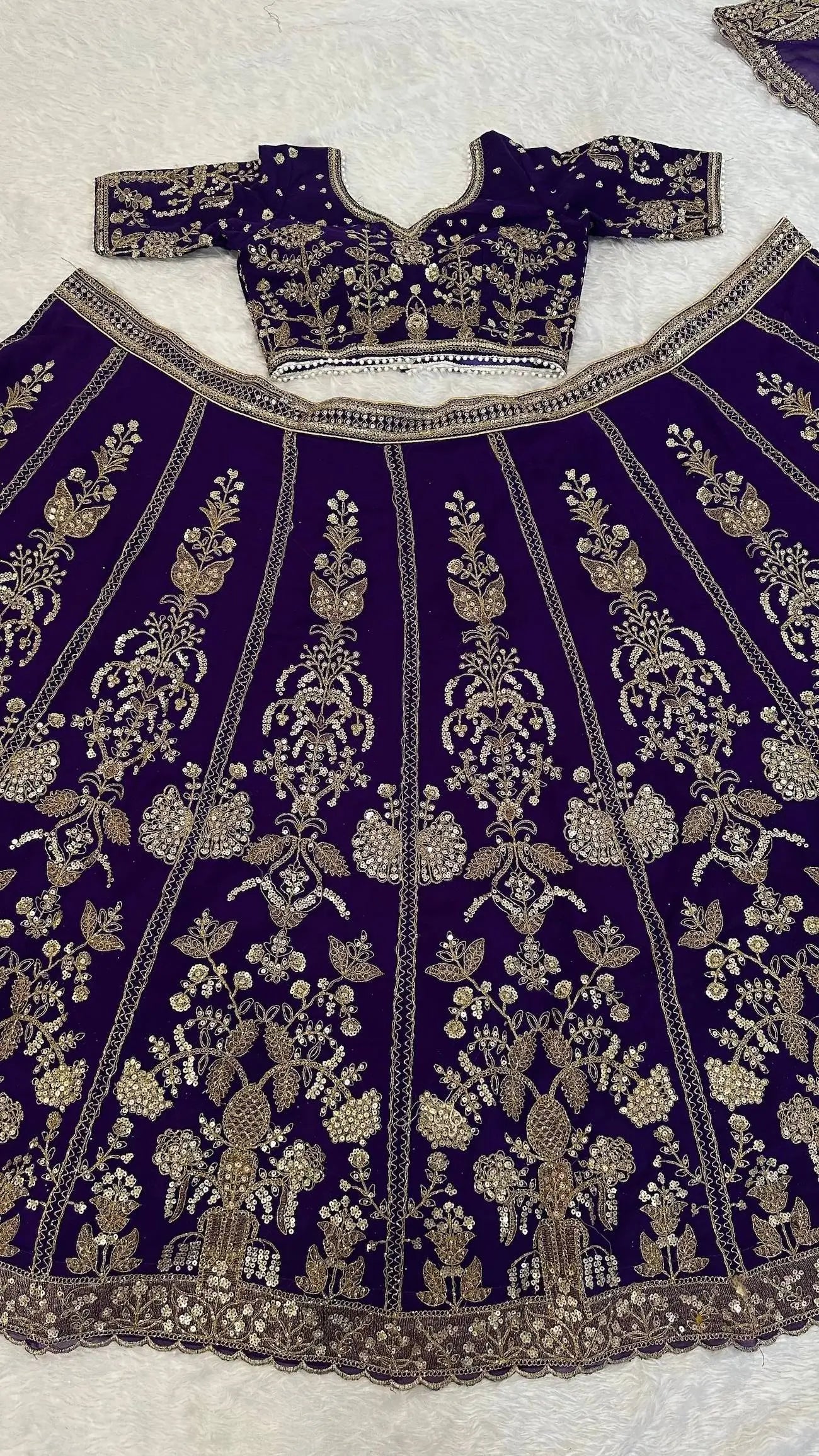 Dark Purple Embroidered Lehenga Choli