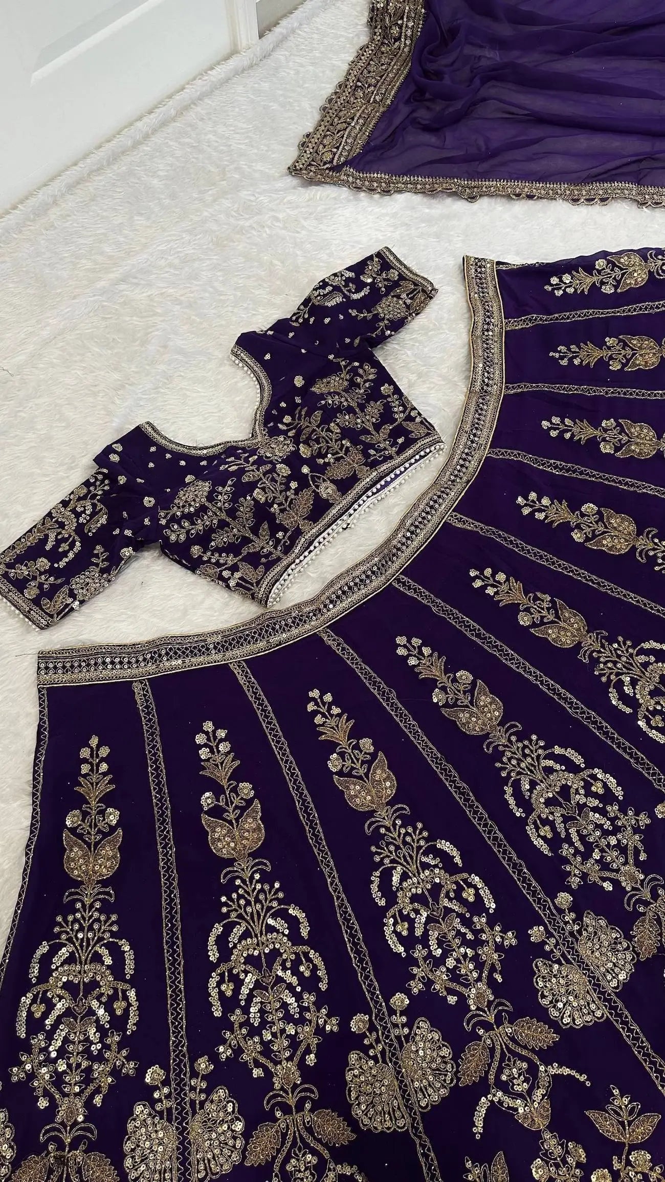 Dark Purple Embroidered Lehenga Choli