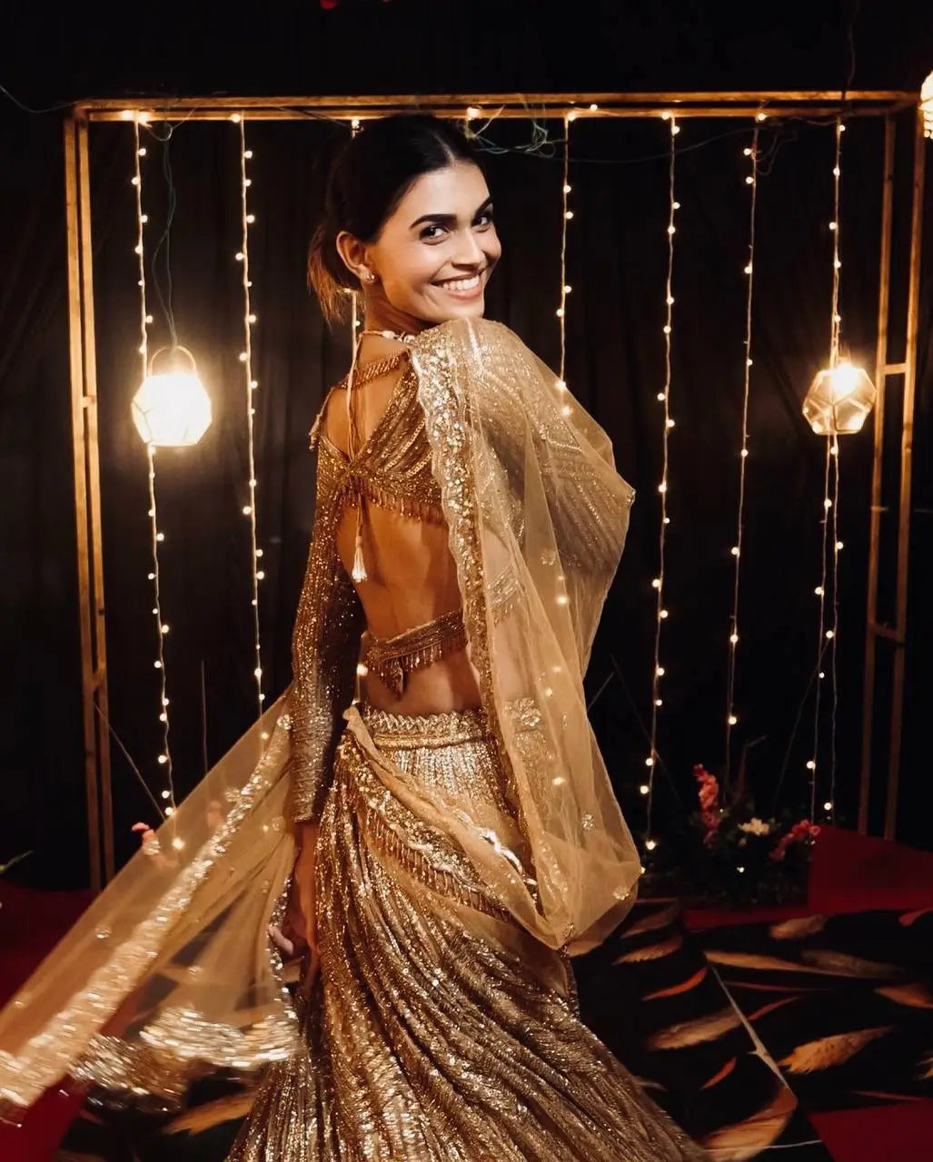 Golden Brown Kasturi Silk Dori & Sequence Work Lehenga Choli