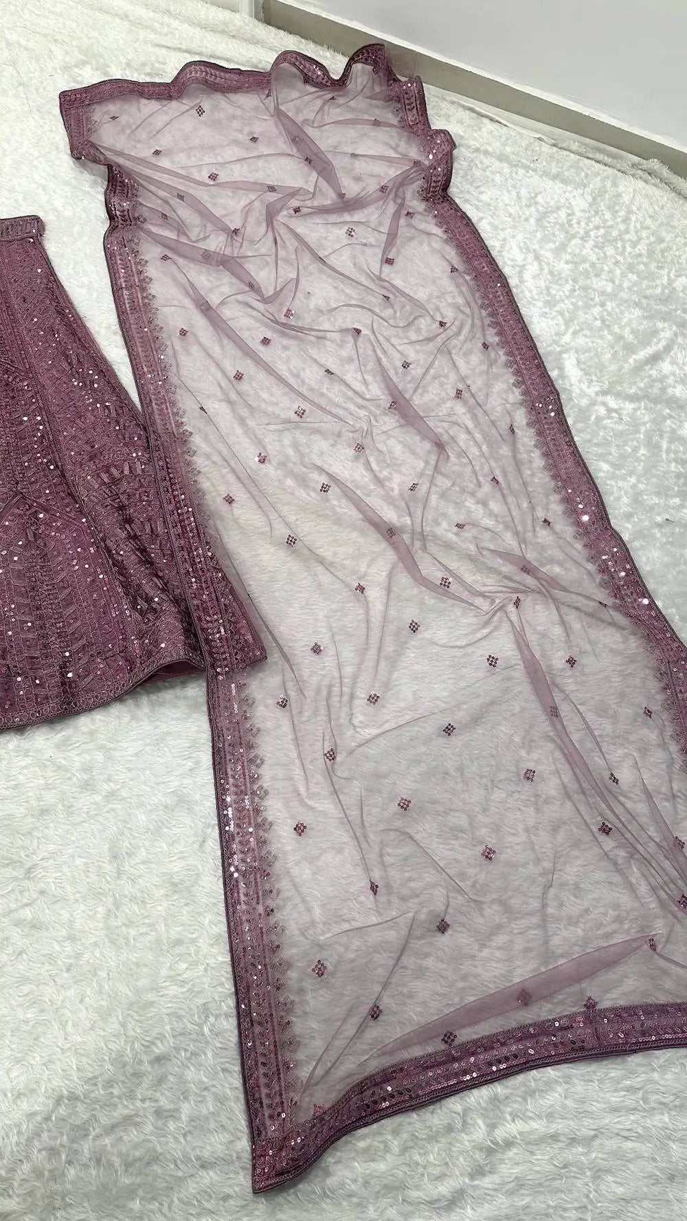 Mauve Pink Embroidery Work Lehenga Choli