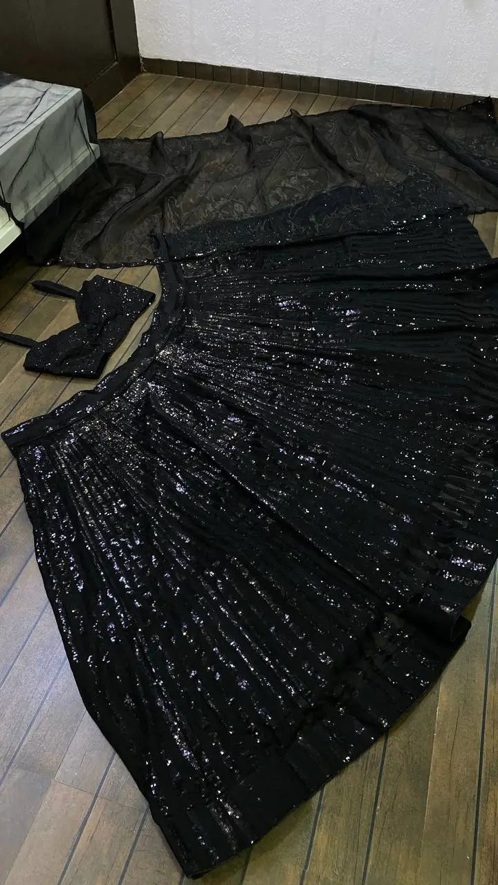 Hot Black Georgette sequenece Lehenga Choli