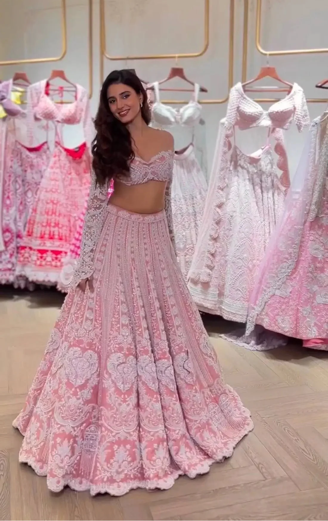 Pastel Pink Embroidery Work Lehenga Choli