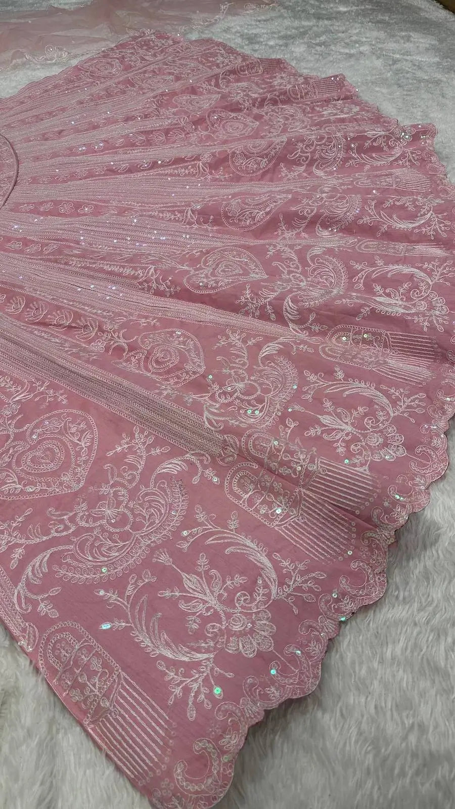 Pastel Pink Embroidery Work Lehenga Choli