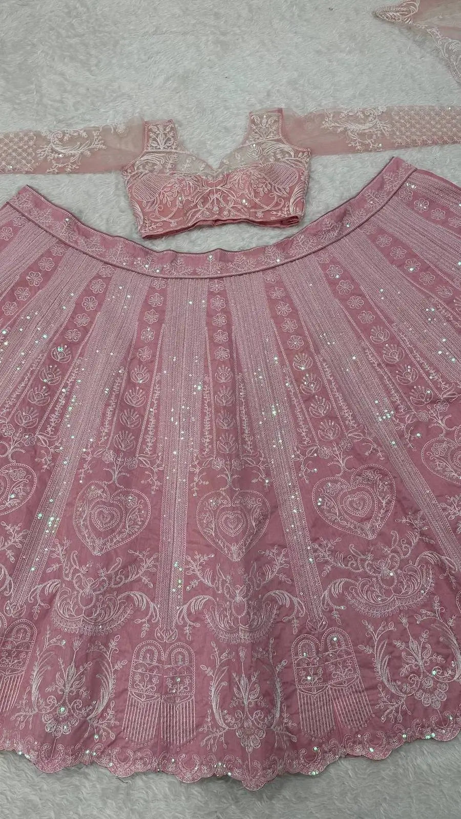 Pastel Pink Embroidery Work Lehenga Choli