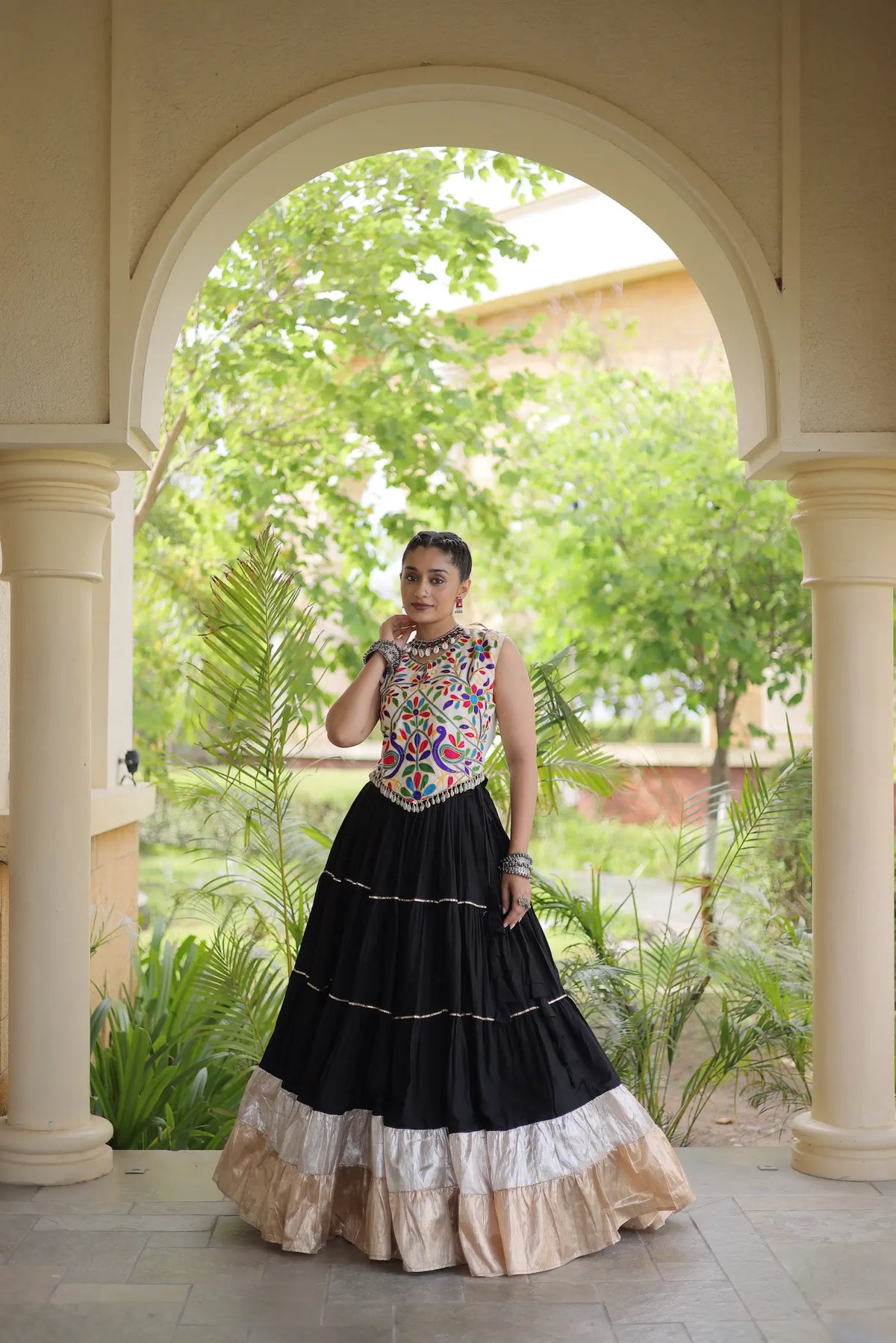 Black Garba Chaniya Choli With Kutchi Work Blouse