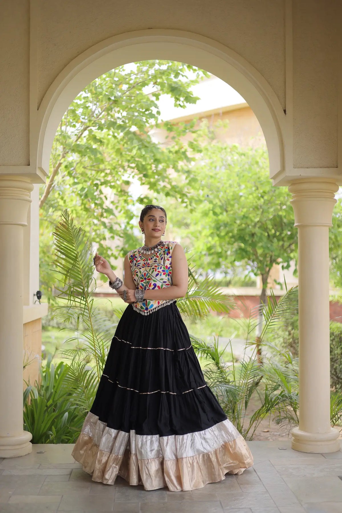 Black Garba Chaniya Choli With Kutchi Work Blouse