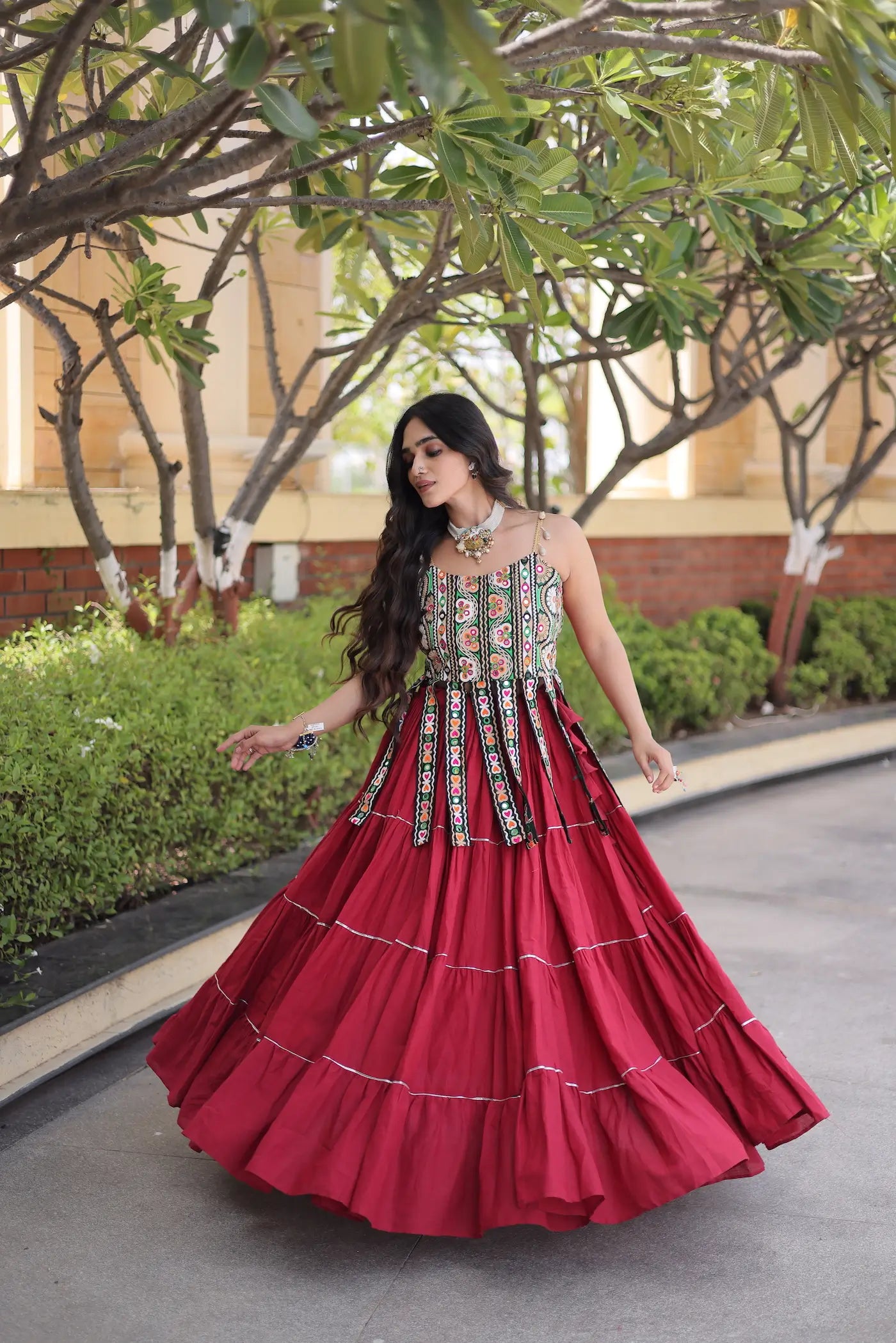 Maroon Kutchi Patch Work Garba Chaniya Choli