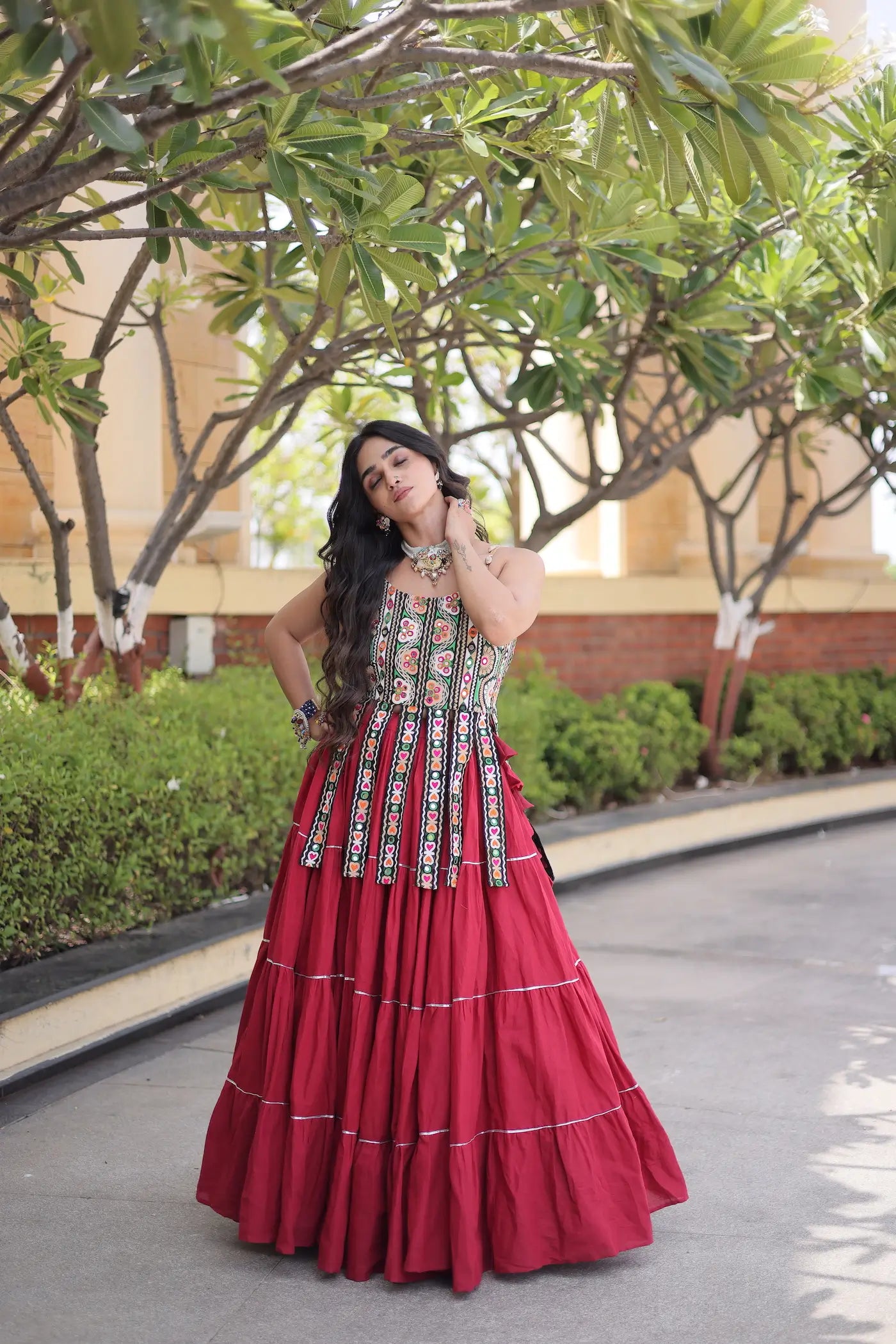 Maroon Kutchi Patch Work Garba Chaniya Choli