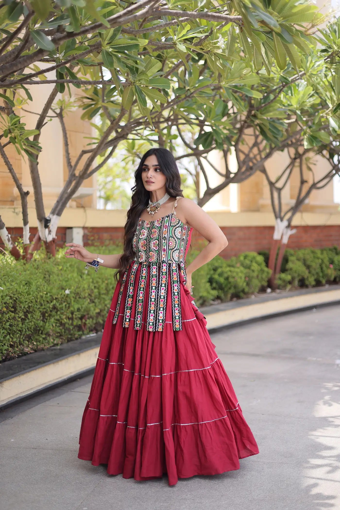 Maroon Kutchi Patch Work Garba Chaniya Choli