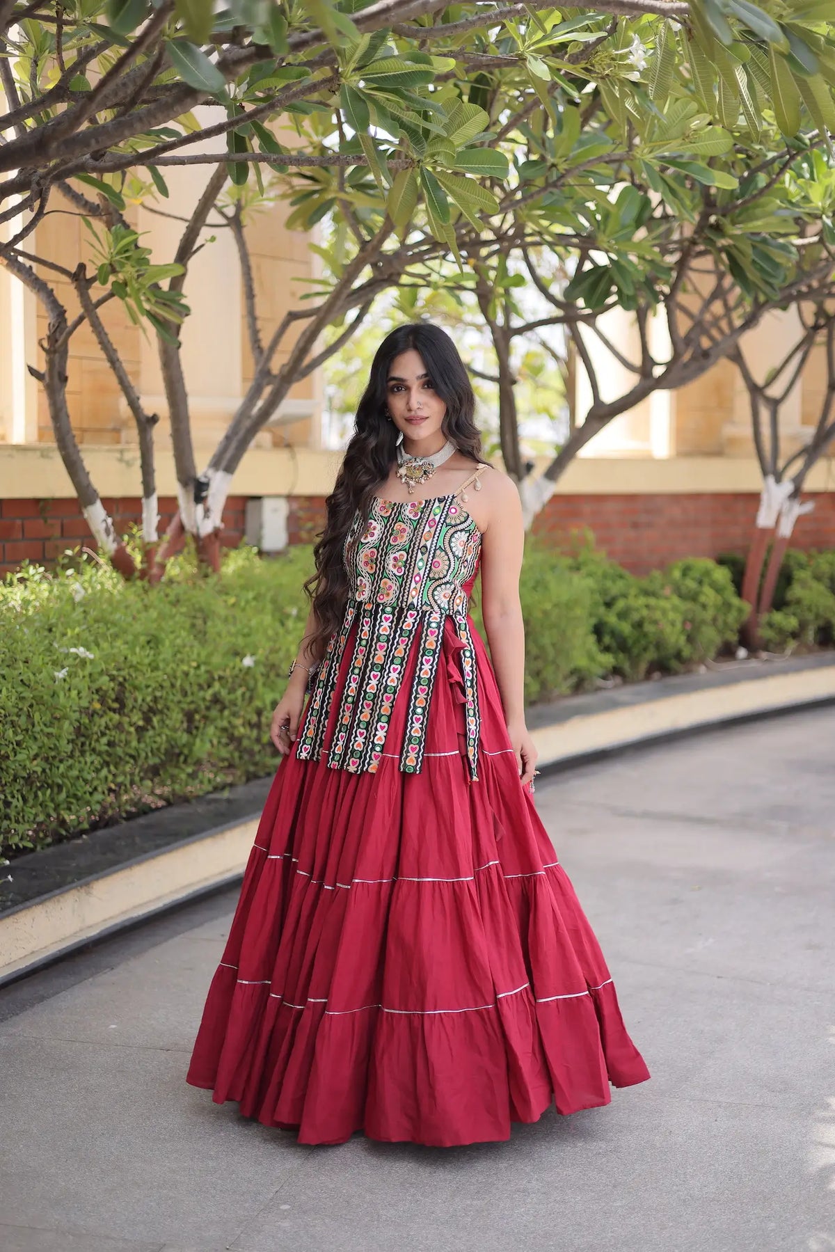 Maroon Kutchi Patch Work Garba Chaniya Choli