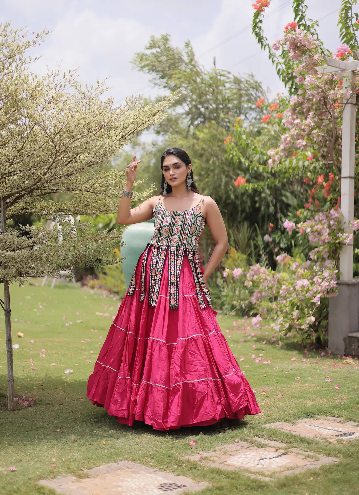 Pink Kutchi Patch Work Garba Chaniya Choli