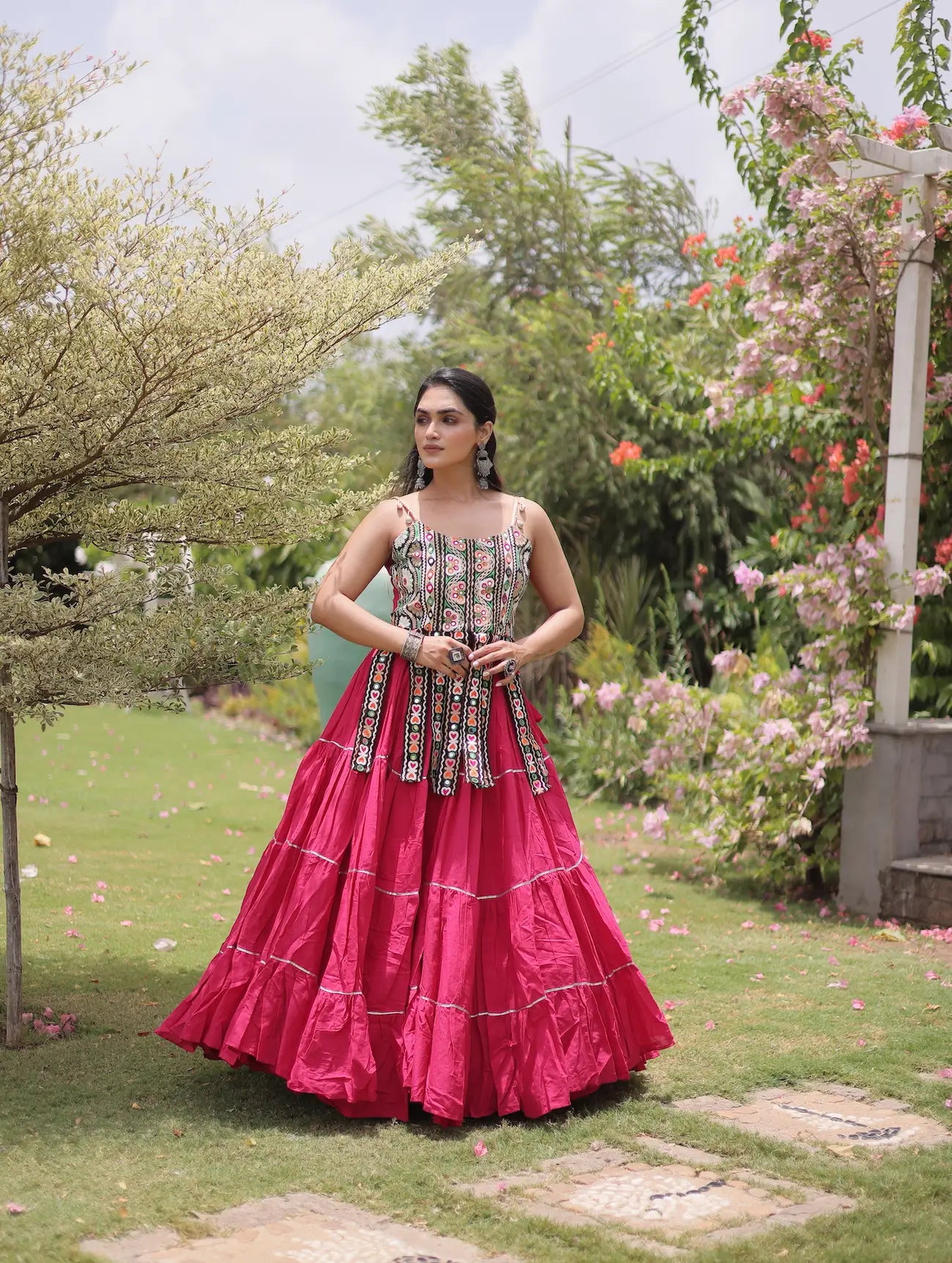 Pink Kutchi Patch Work Garba Chaniya Choli