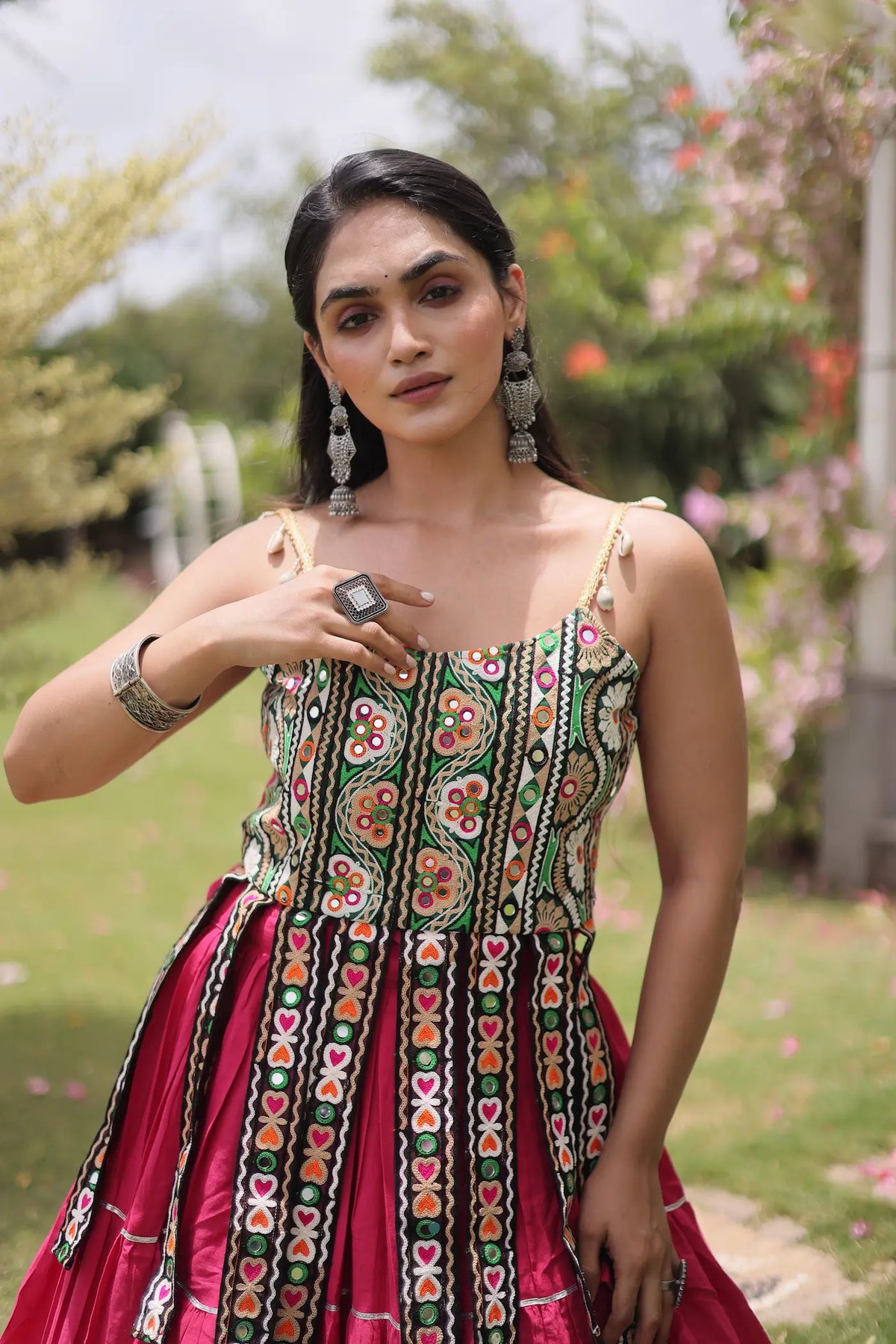 Pink Kutchi Patch Work Garba Chaniya Choli
