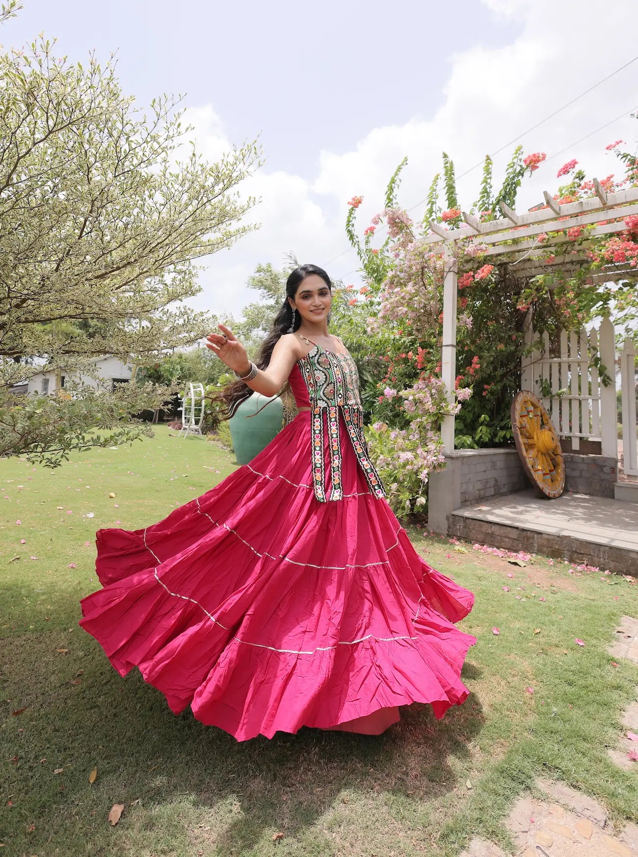 Pink Kutchi Patch Work Garba Chaniya Choli