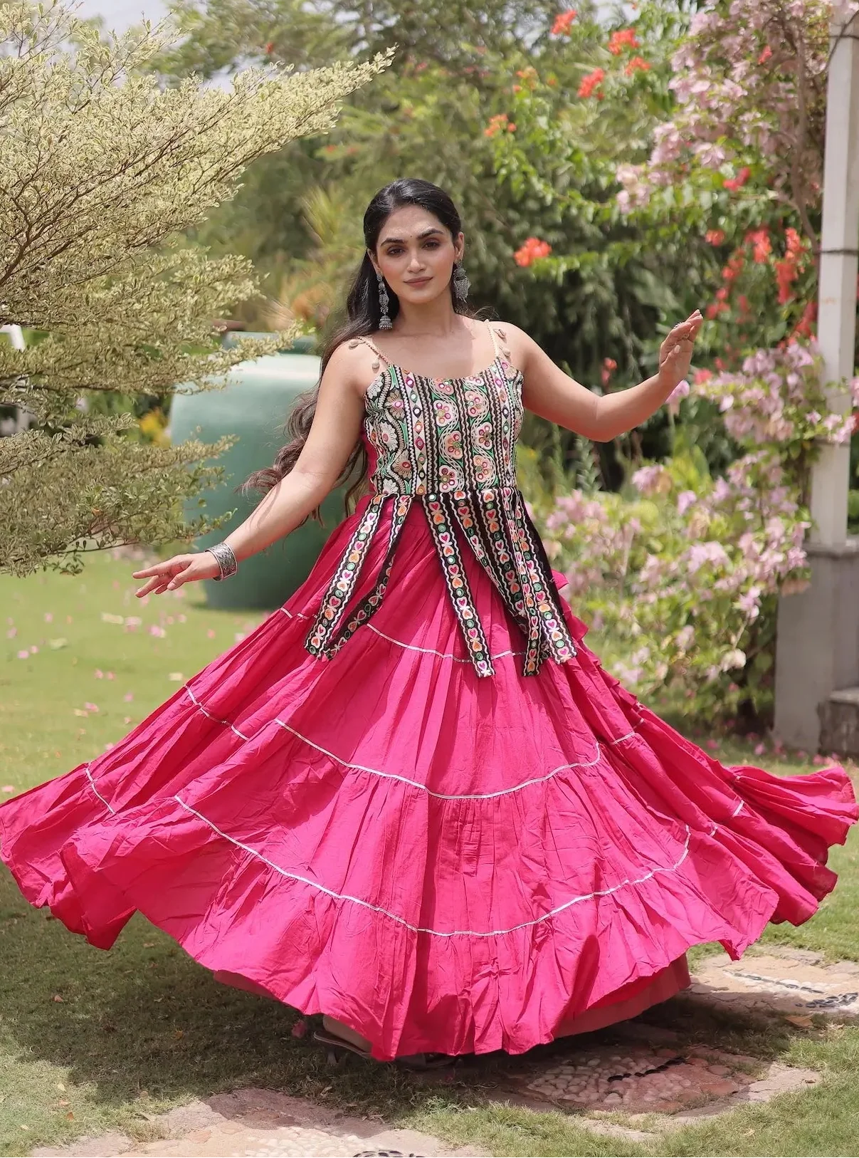Pink Kutchi Patch Work Garba Chaniya Choli