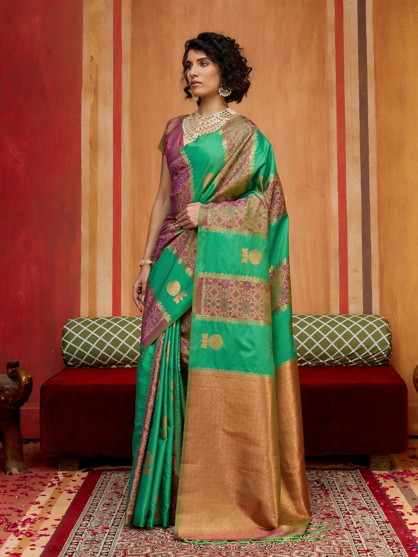 Haze Green Handloom Silk Saree