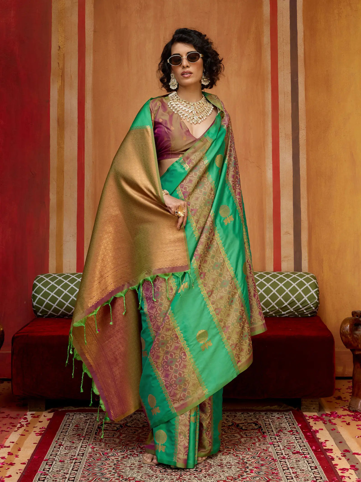 Haze Green Handloom Silk Saree