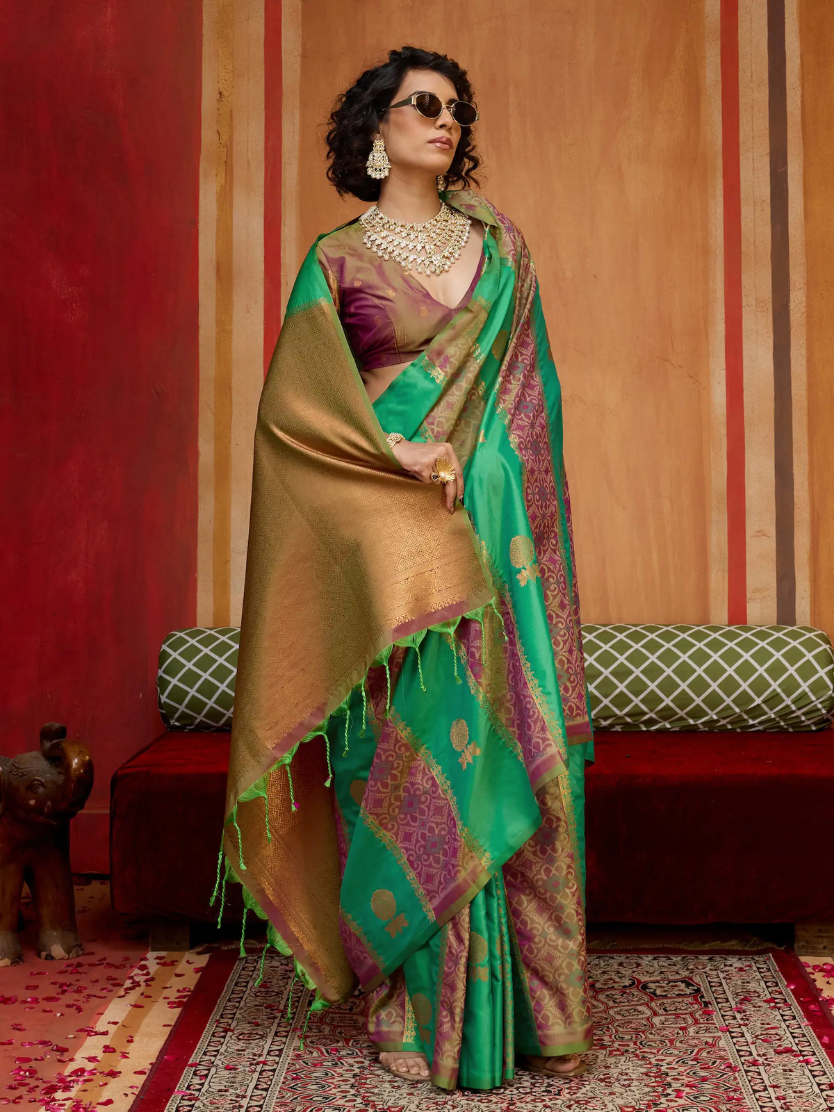 Haze Green Handloom Silk Saree