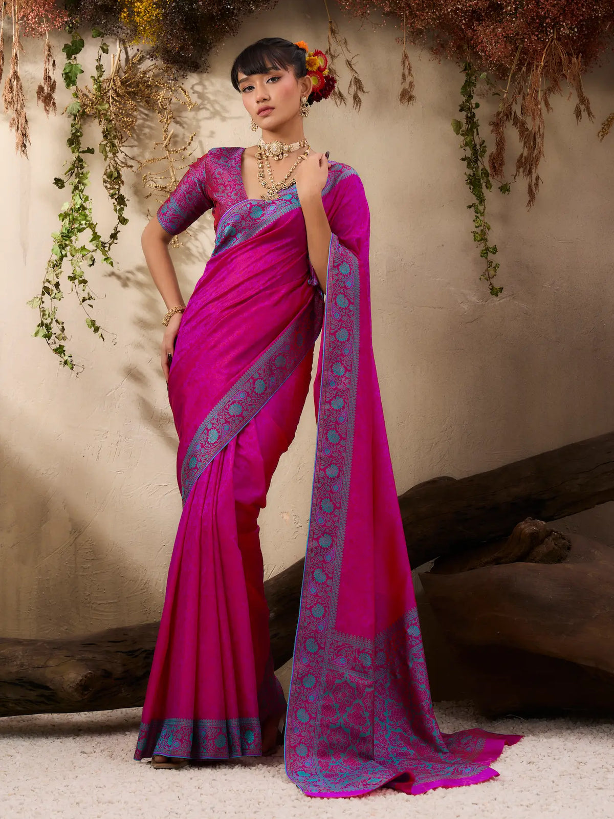 Rani Pink Kanjivaram Silk Saree
