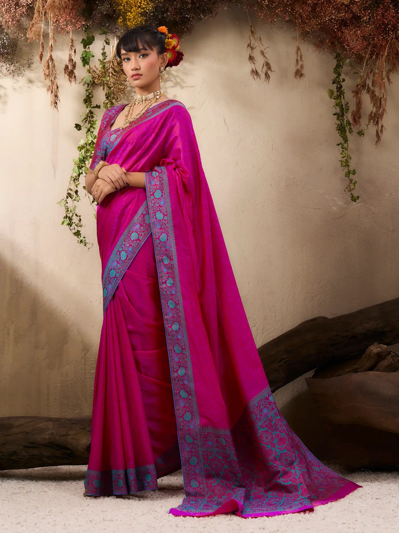 Rani Pink Kanjivaram Silk Saree