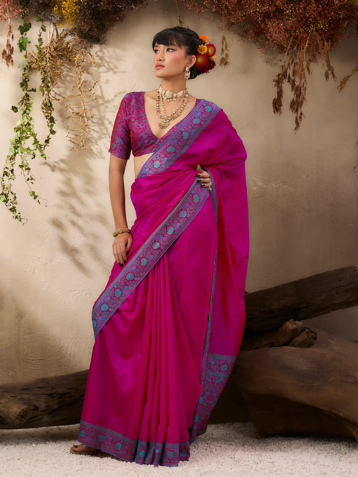 Rani Pink Kanjivaram Silk Saree