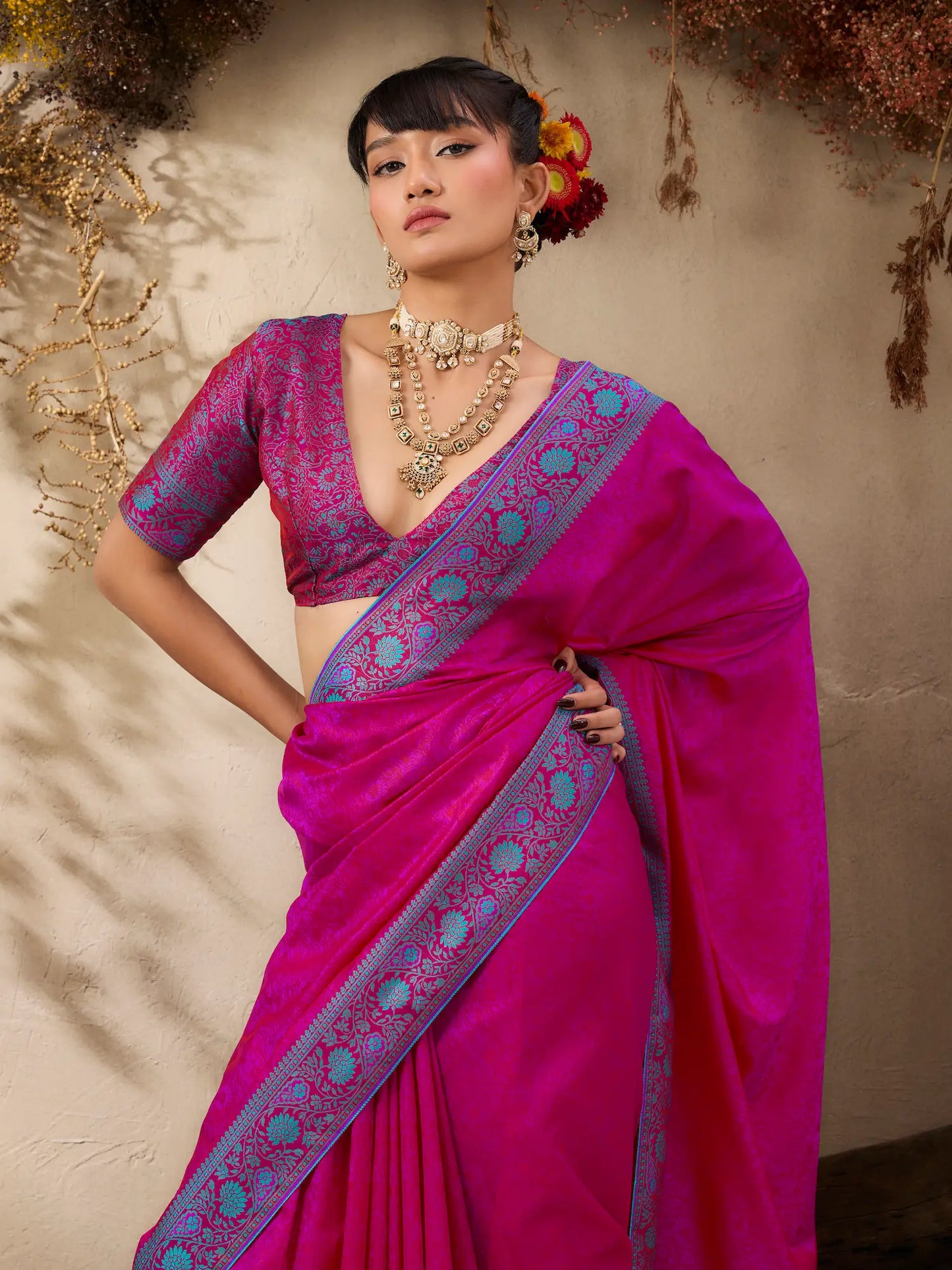 Rani Pink Kanjivaram Silk Saree