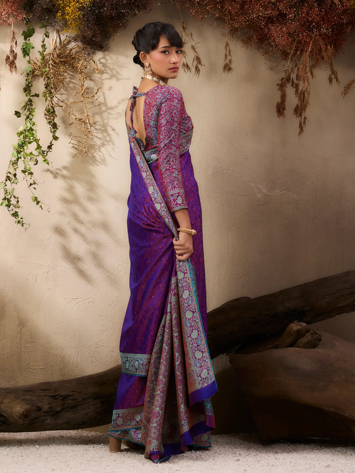 Deep Purple Kanjivaram Silk Saree