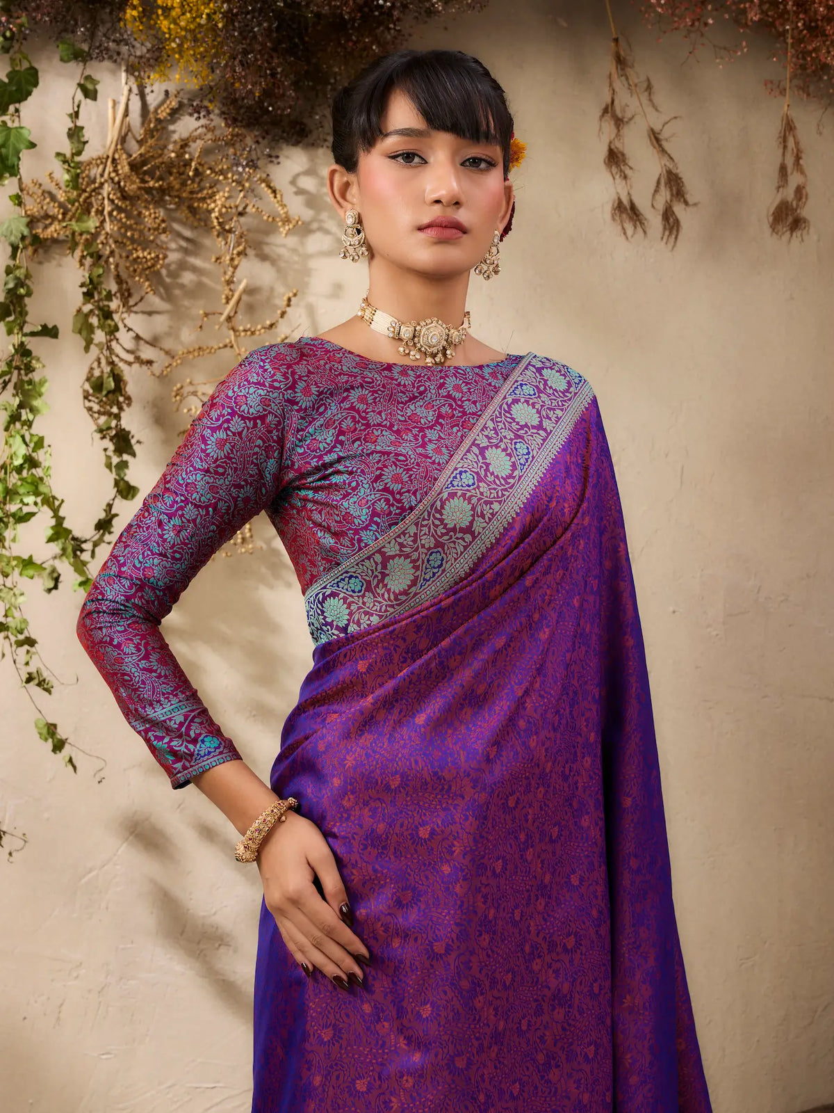 Deep Purple Kanjivaram Silk Saree
