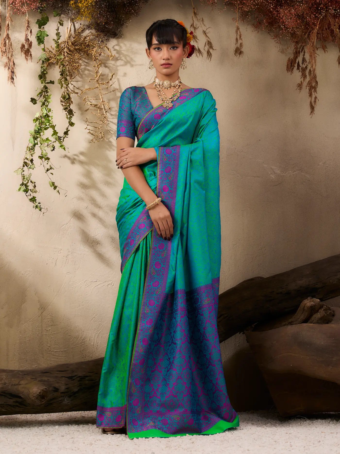 Teal Green Kanjivaram Silk Saree