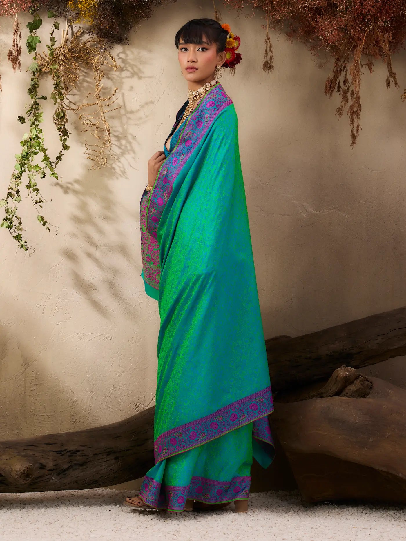 Teal Green Kanjivaram Silk Saree