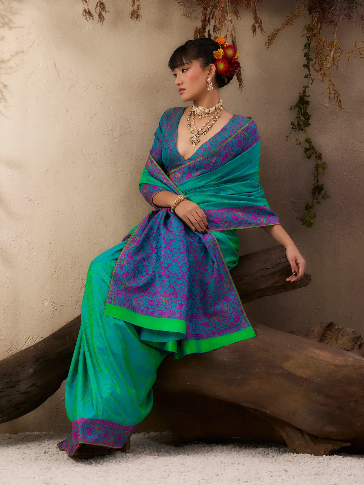 Teal Green Kanjivaram Silk Saree