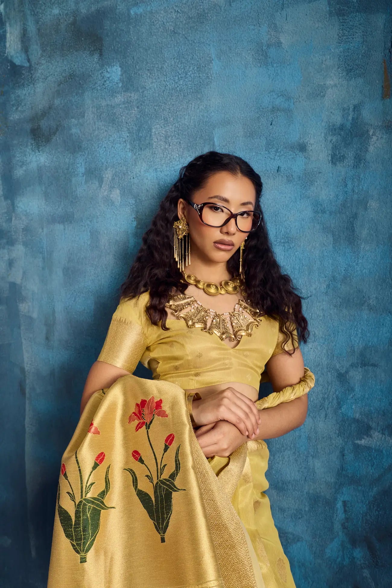 Sand Yellow Tissue Paithani Saree