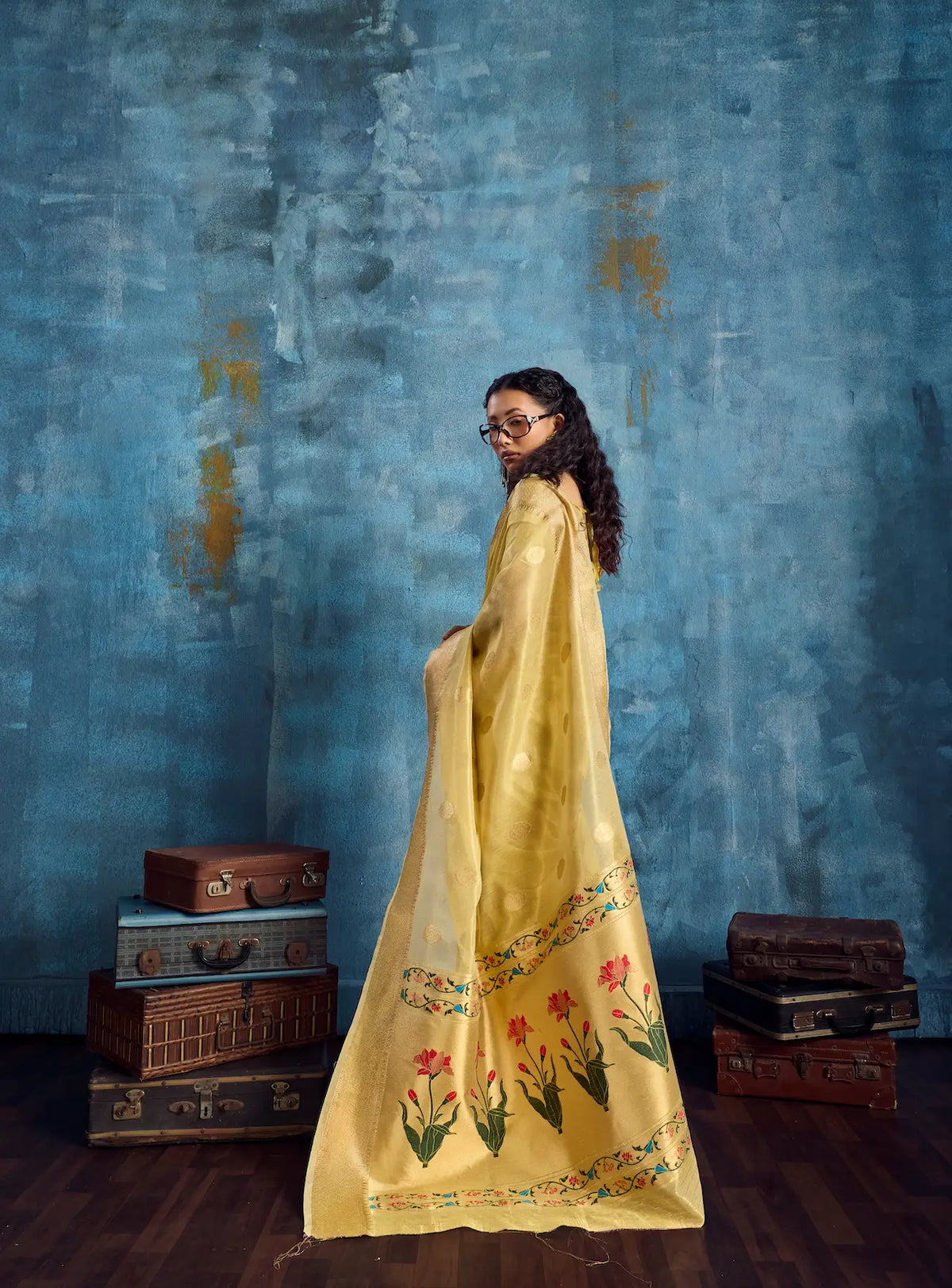 Sand Yellow Tissue Paithani Saree