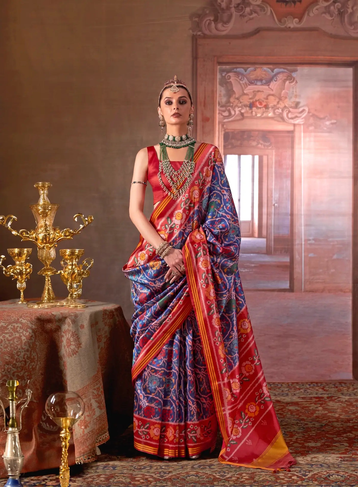 Royal Blue-Red Patan Patola Saree