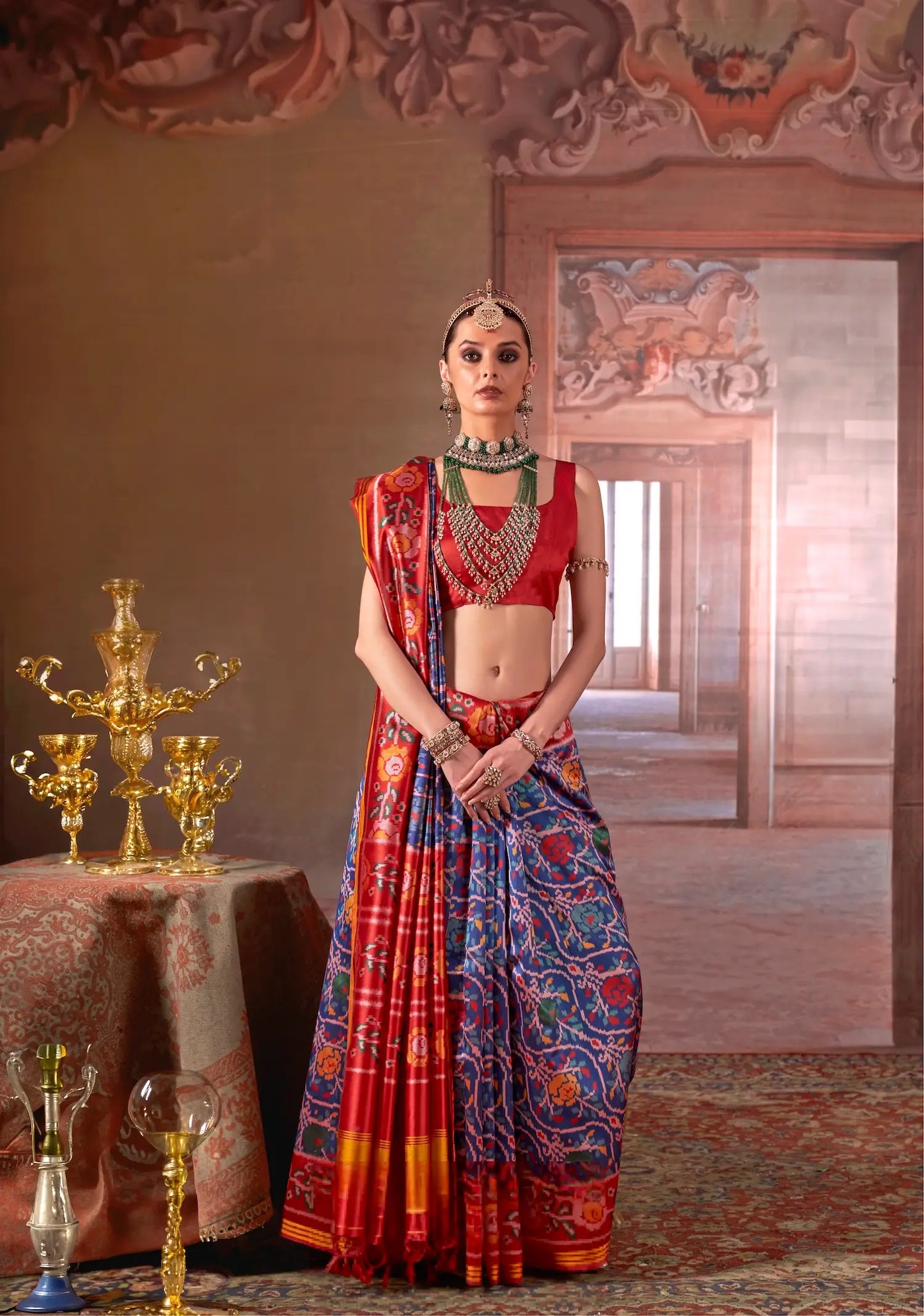 Royal Blue-Red Patan Patola Saree