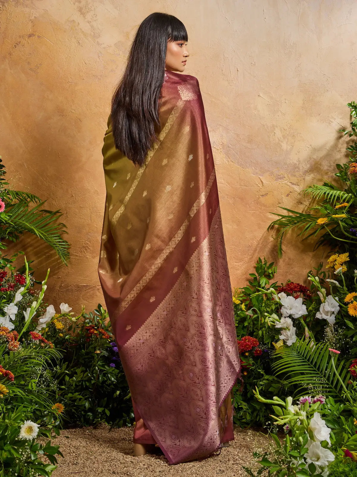 Dark Mustard Handloom Weaving Silk Saree
