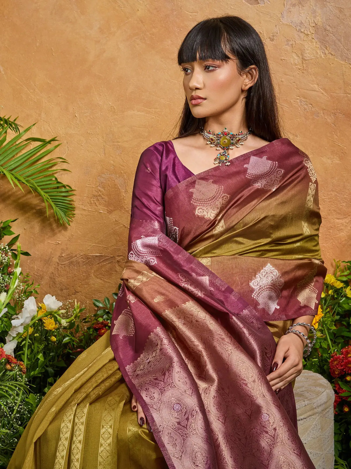 Dark Mustard Handloom Weaving Silk Saree