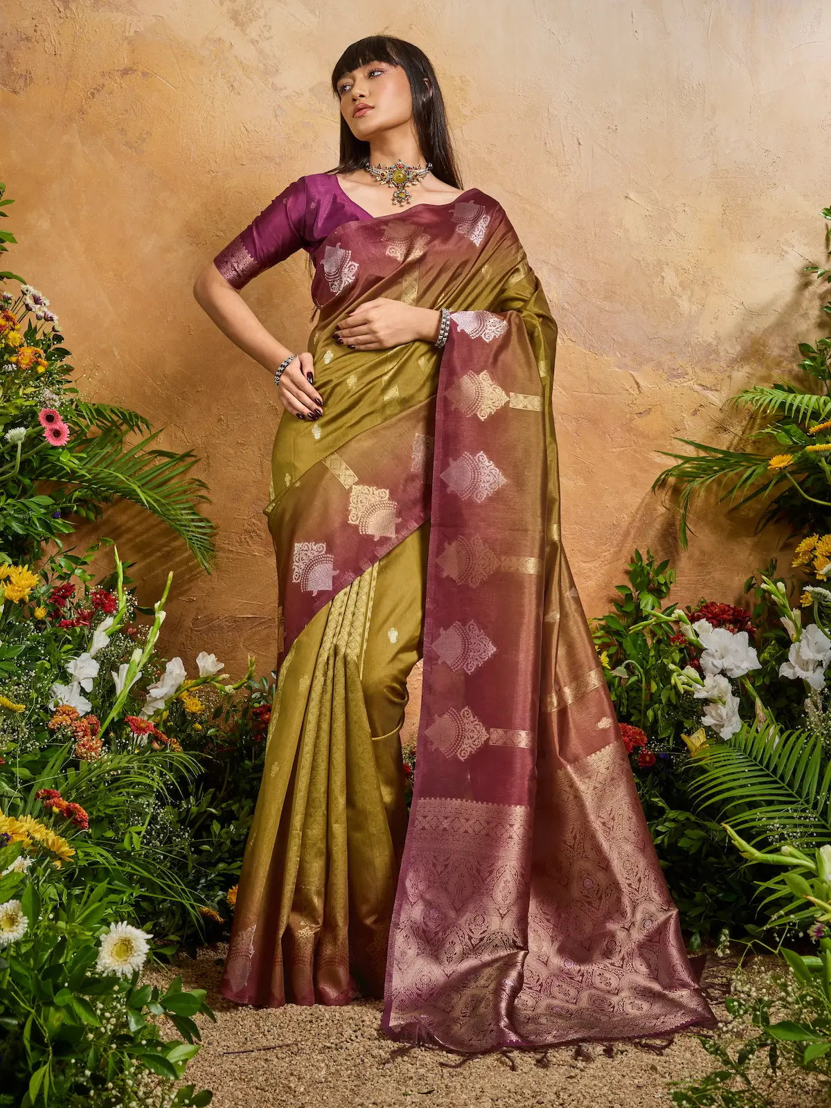 Dark Mustard Handloom Weaving Silk Saree