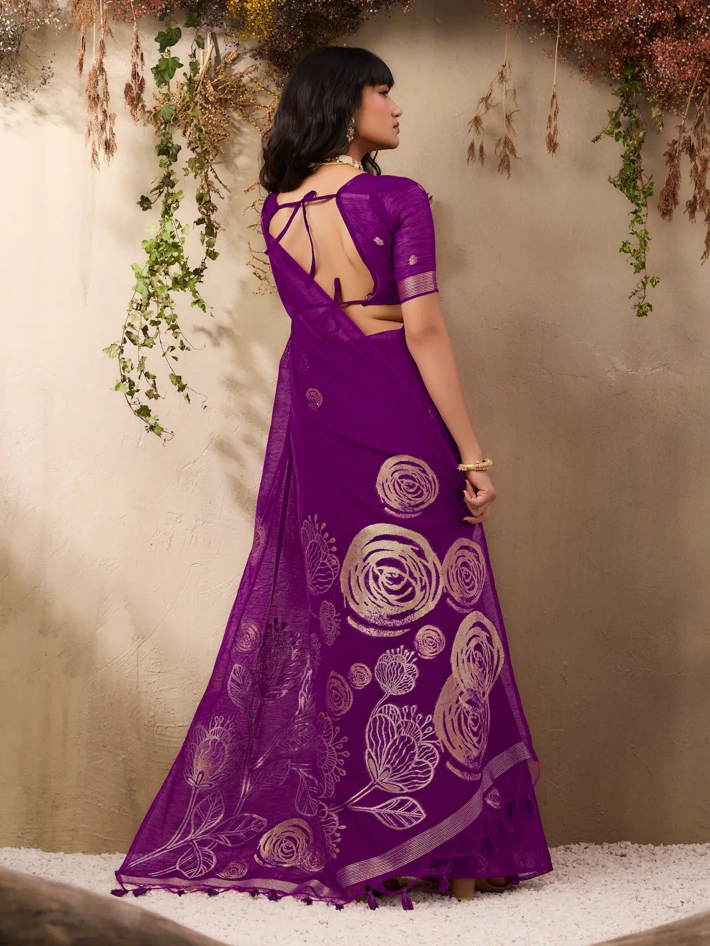 Grape Purple Zari Weaving Silk Saree