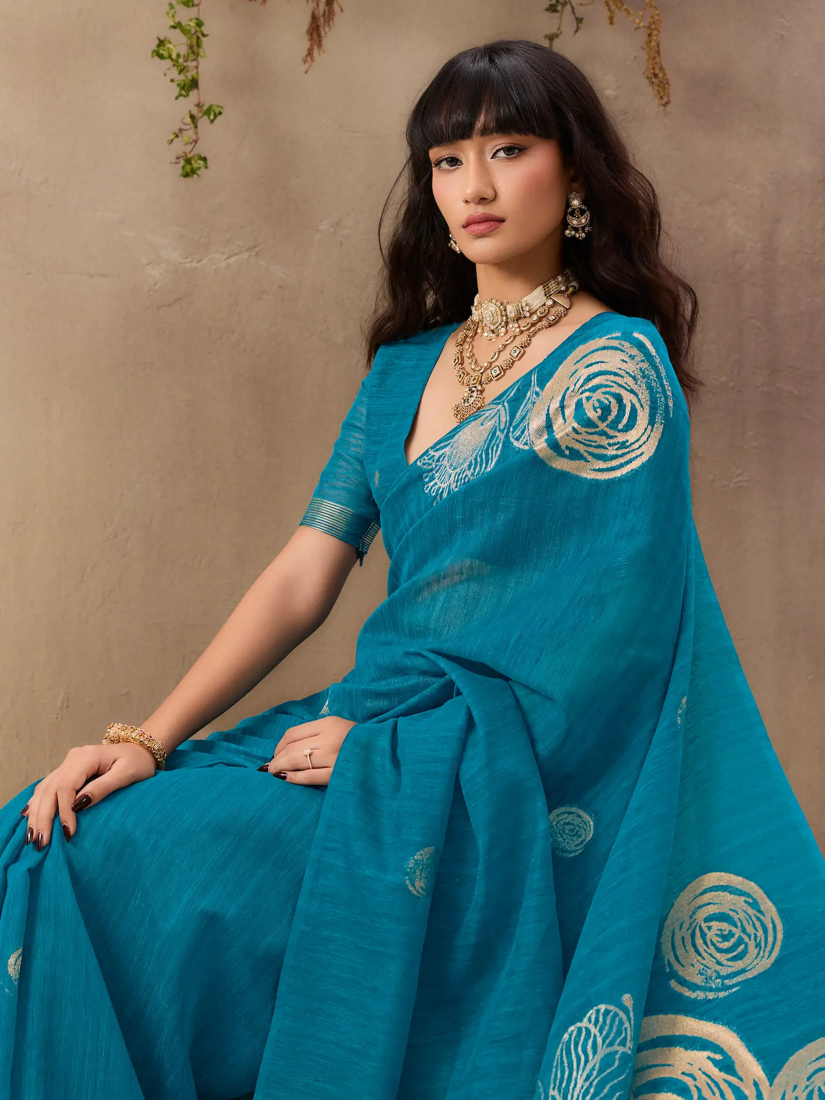 Deep Teal Zari Weaving Silk Saree