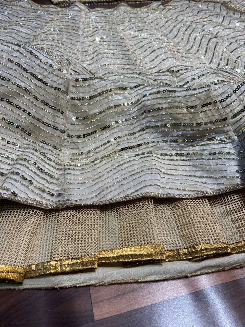 Ivory Cream Organza Lehenga With Beautiful Coding And Sequins Embroidery Work
